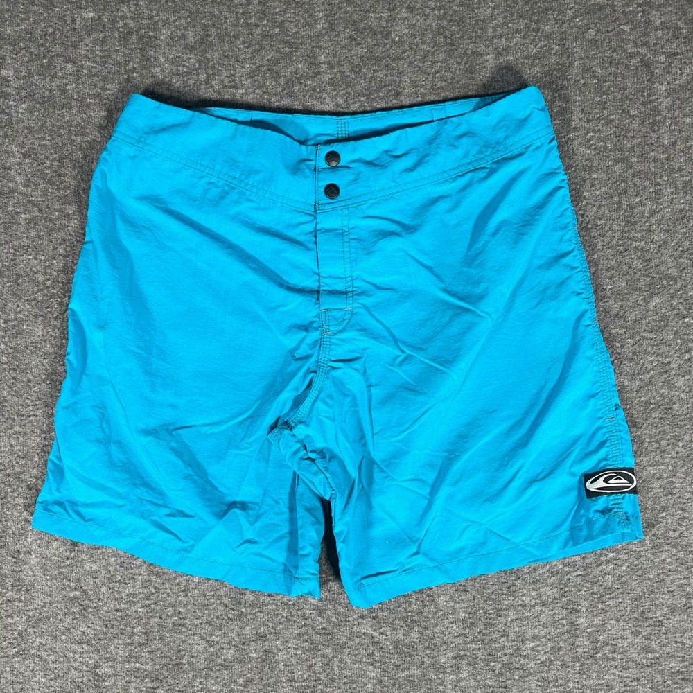 Vintage 80s Quiksilver Board Shorts Mens 36 Blue Made in USA Surf Trunks